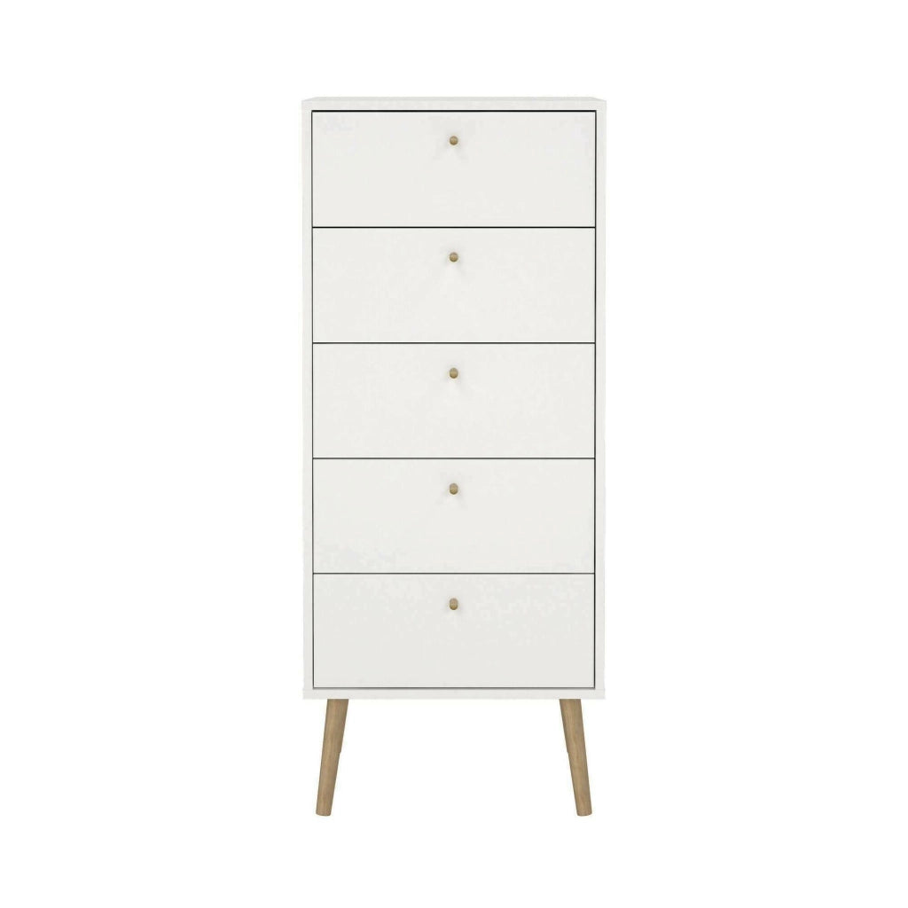 Cassettiera Yaounde, Settimino multiuso, Comò camera da letto, Mobile con cassetti, 50x39 h120 cm, Bianco
