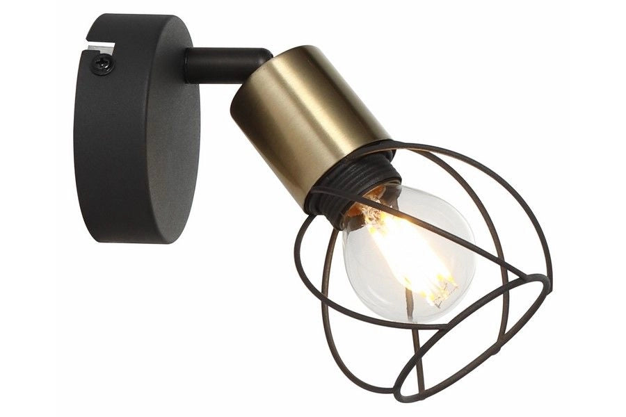 Applique Mahavi industriale nero/oro 1xE14 40W Reality