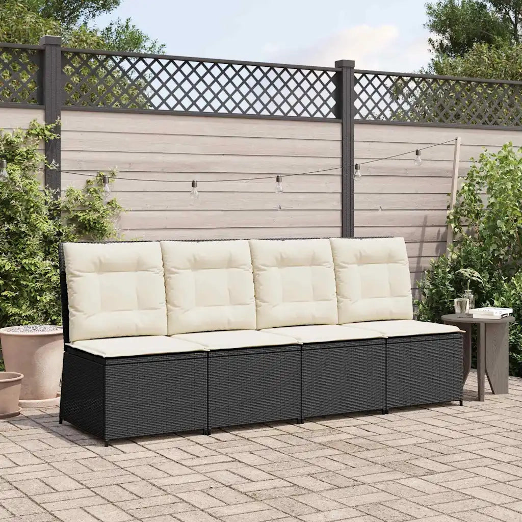 vidaXL Divano da giardino con cuscino Nero Poly Rattan