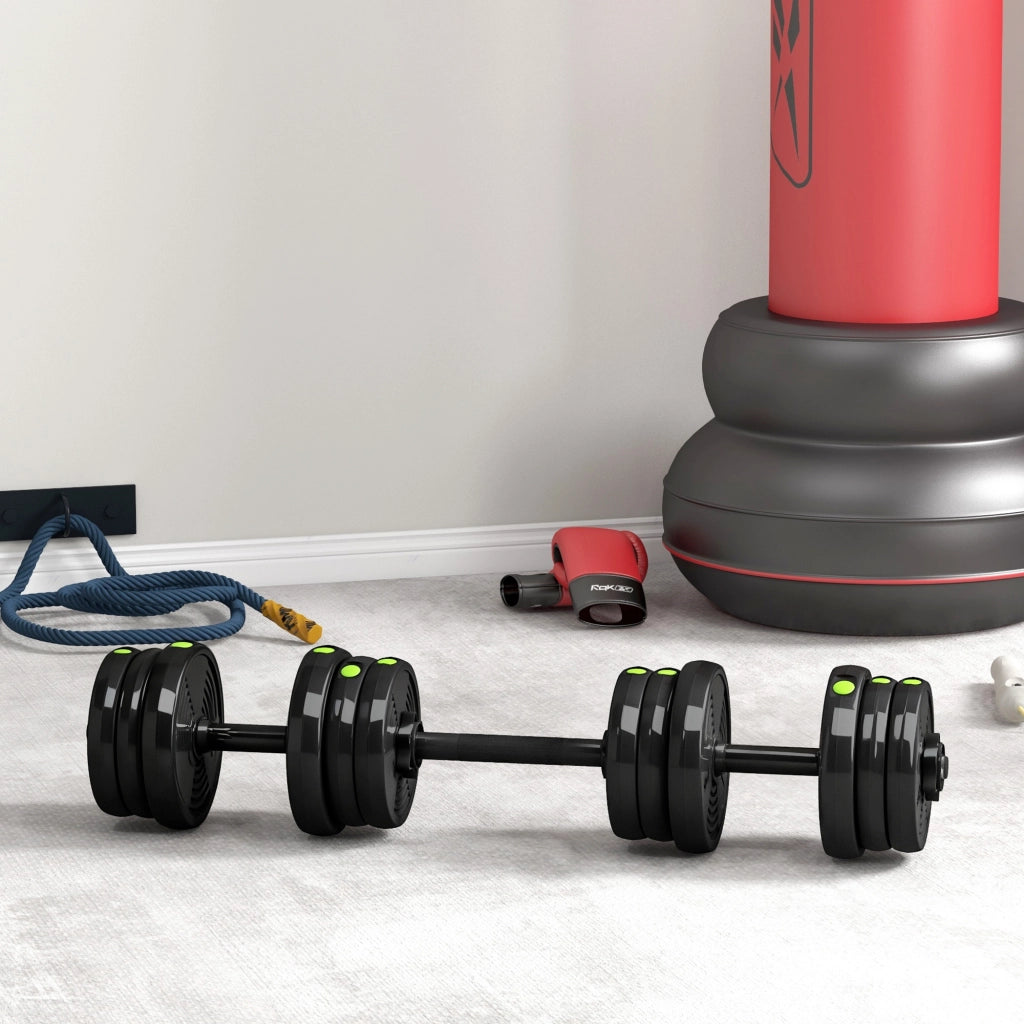 Set Hantel 2 in 1 ¨C zephmum ¨C 20 kg, Nero/Verde, antiscivolo