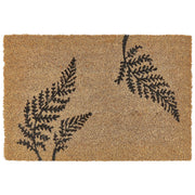Zerbino in fibra di cocco naturale con fondo in PVC antiscivolo 40 x 60 cm motivo di foglie di felce, decorazione moderna per interni