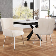 Sedia in velluto; set da 2; con braccioli e gambe in metallo; beige