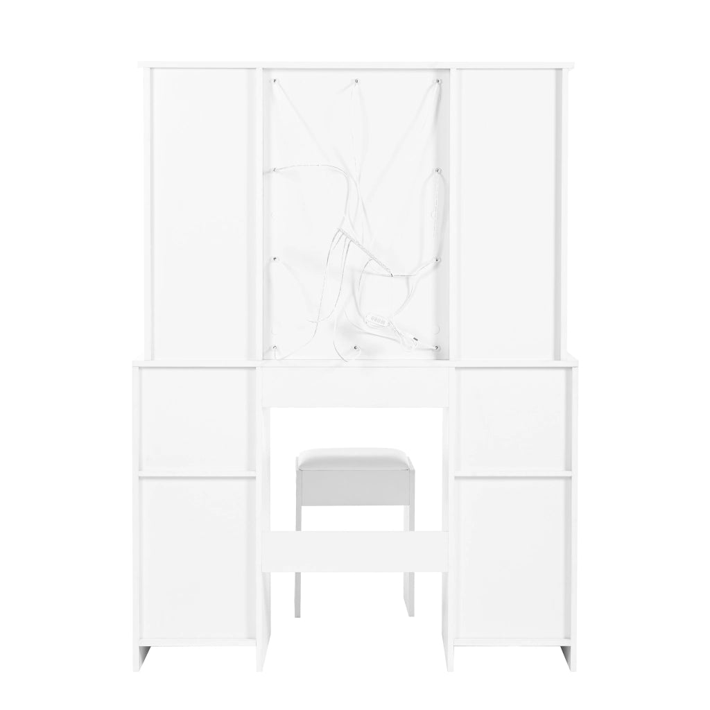 TOELETTA con specchio LED regolabile, 110x40x151 cm, bianco