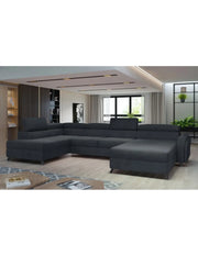 Divano panoramico Grigio scuro 5 posti angolo sinistro 5 posti comfort CLOTIS
