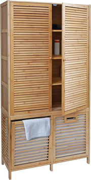Cassa da Bagno in Legno di Bamboo - Cassetta di Stoccaggio Alta - Organizzazione da Bagno - Con Vasca da Bagno e Cassetti - 168 x 82 cm - Miele Scuro