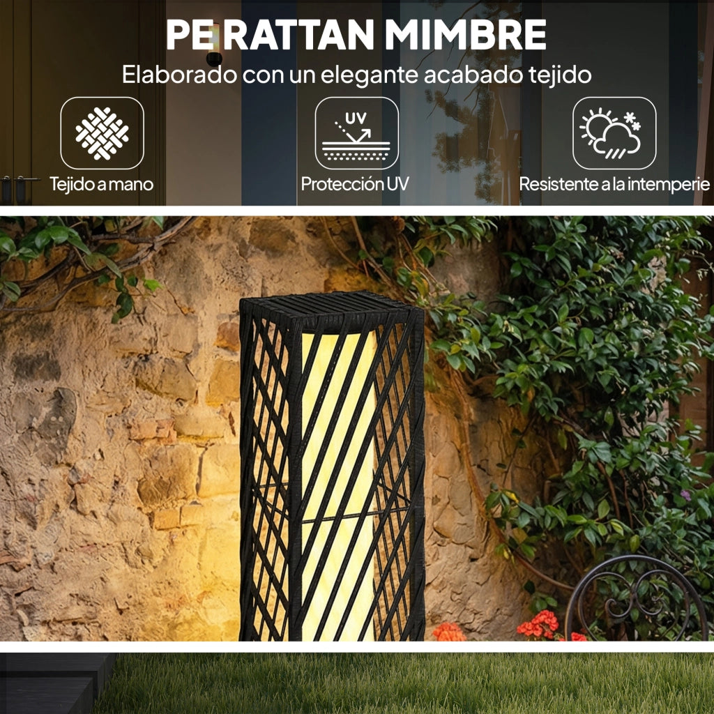 Lanterna da Giardino Solare LED ¨C zephmum ¨C Ratan Nero Impermeabile IP44