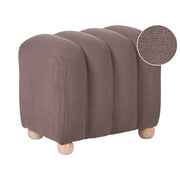 Pouf marrone in bouclé Teddy rivestito con gambe in legno pouf ottomano design moderno accessori per soggiorno