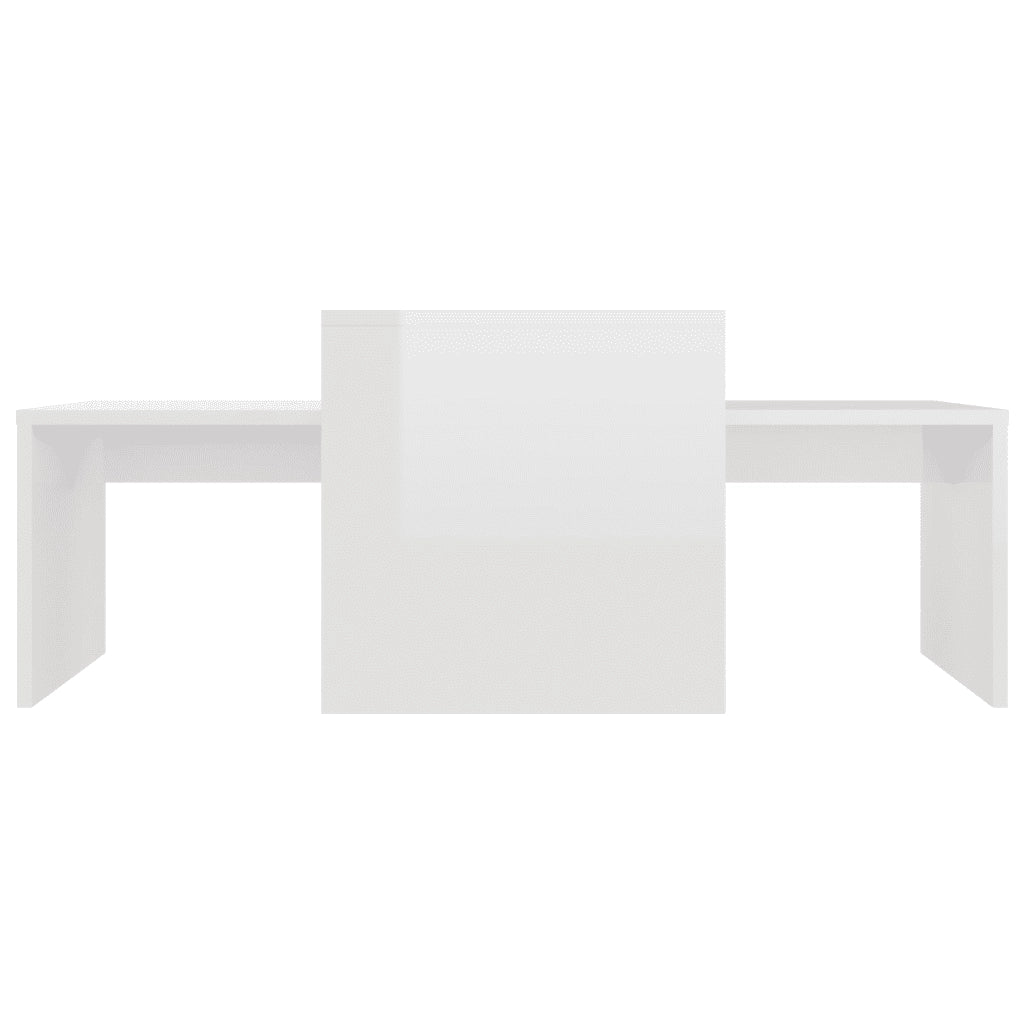 Set Tavolini da CaffÃ¨ Bianco Lucido 100x48x40 cm in Truciolato cod mxl 14154