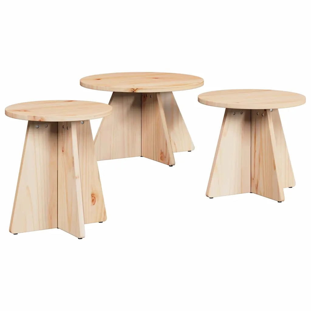 vidaXL Tavolino da salotto 3 pcs Naturale 49 x 49 x 30 cm