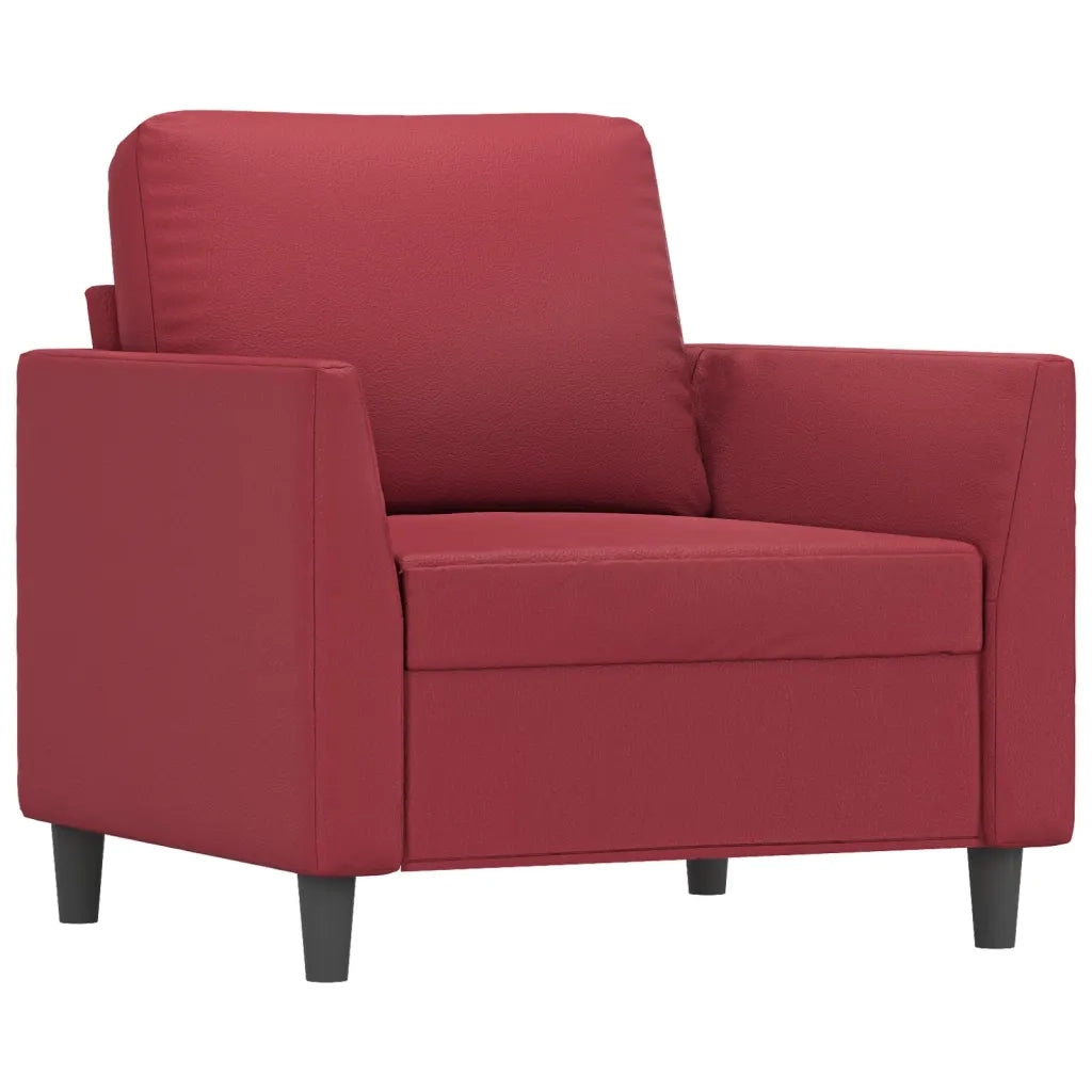 Set di Divani 4 pz con Cuscini Rosso Vino in Similpelle 3201748