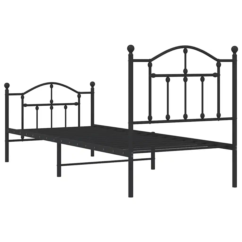 Giroletto con Testiera e Pediera Metallo Nero 90x200 cm 353450