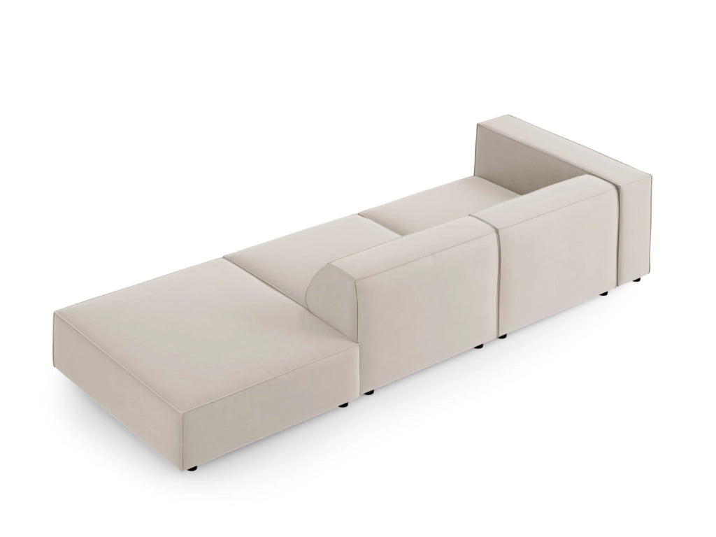 Cosmopolitan Design - Divano destro "Arendal" 4 posti in velluto ecru 