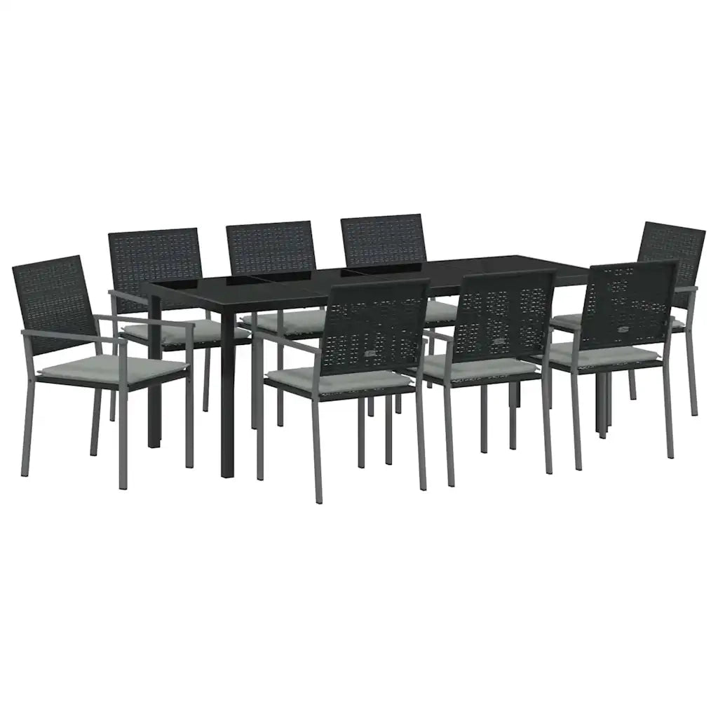 Set da Pranzo per Giardino 9 pcs Nero e Grigio Chiaro 3379078