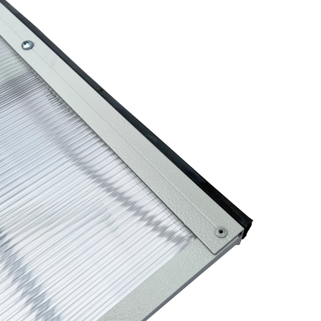 Tettoia con telaio in alluminio STARKEDACH Straight T-160 7035 con rivestimento in policarbonato