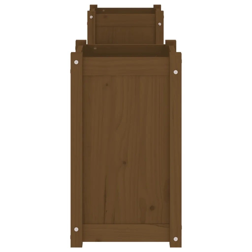Panca da Giardino | Panchina Fioriera Marrone Ambra 180x36x63cm Legno Massello Pino