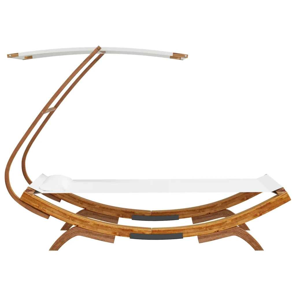Lettino con Tettuccio 100x190x134 cm in Legno Curvato Crema 313943