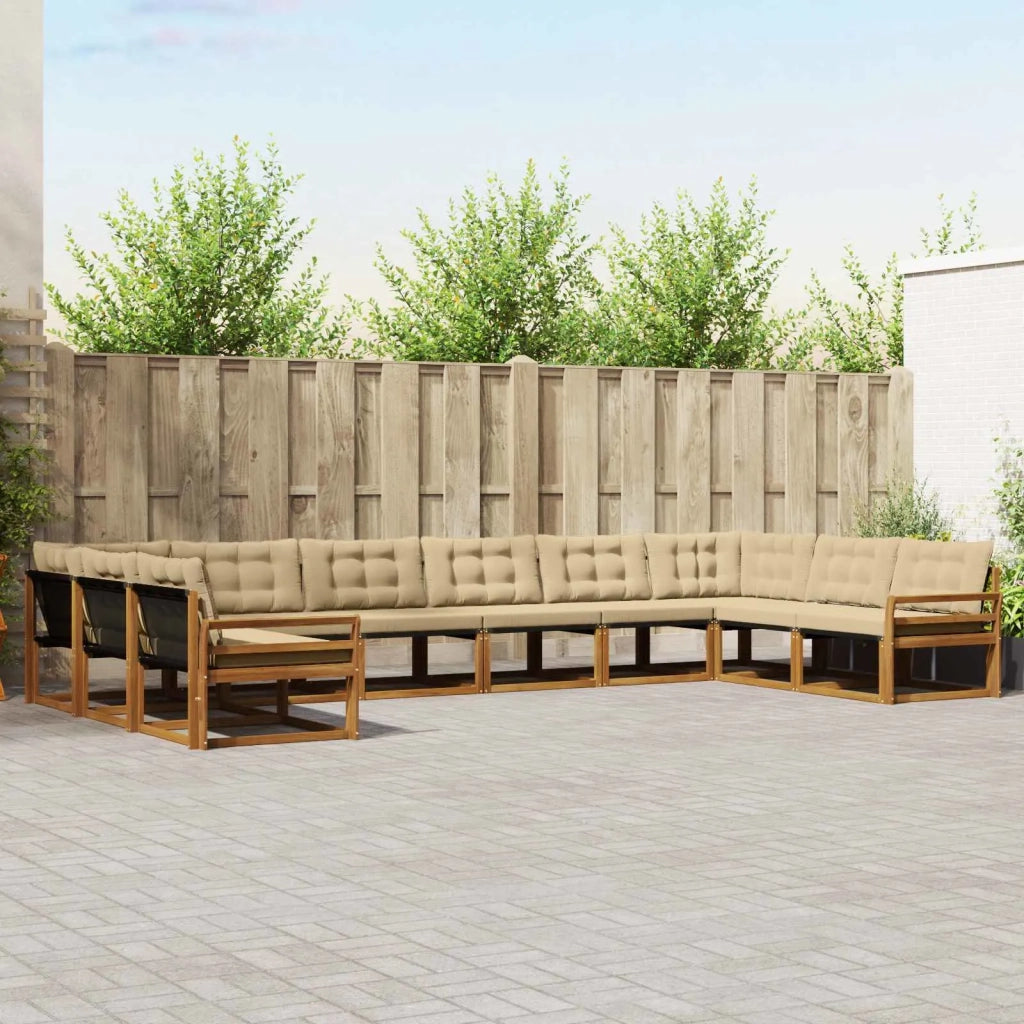 Set di divani da esterno con cuscino 10 pcs Naturale e Beige 3369892
