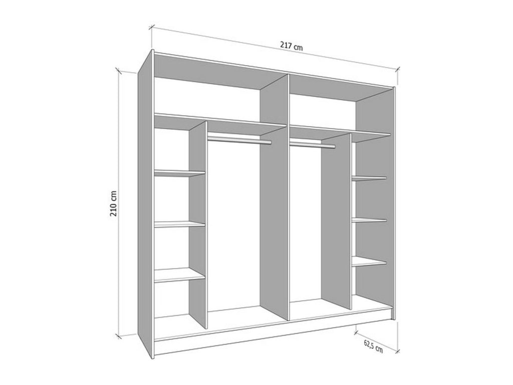 Armadio Camera da Letto Prela, Guardaroba Grande Appendiabiti, 217x210h cm Bianco