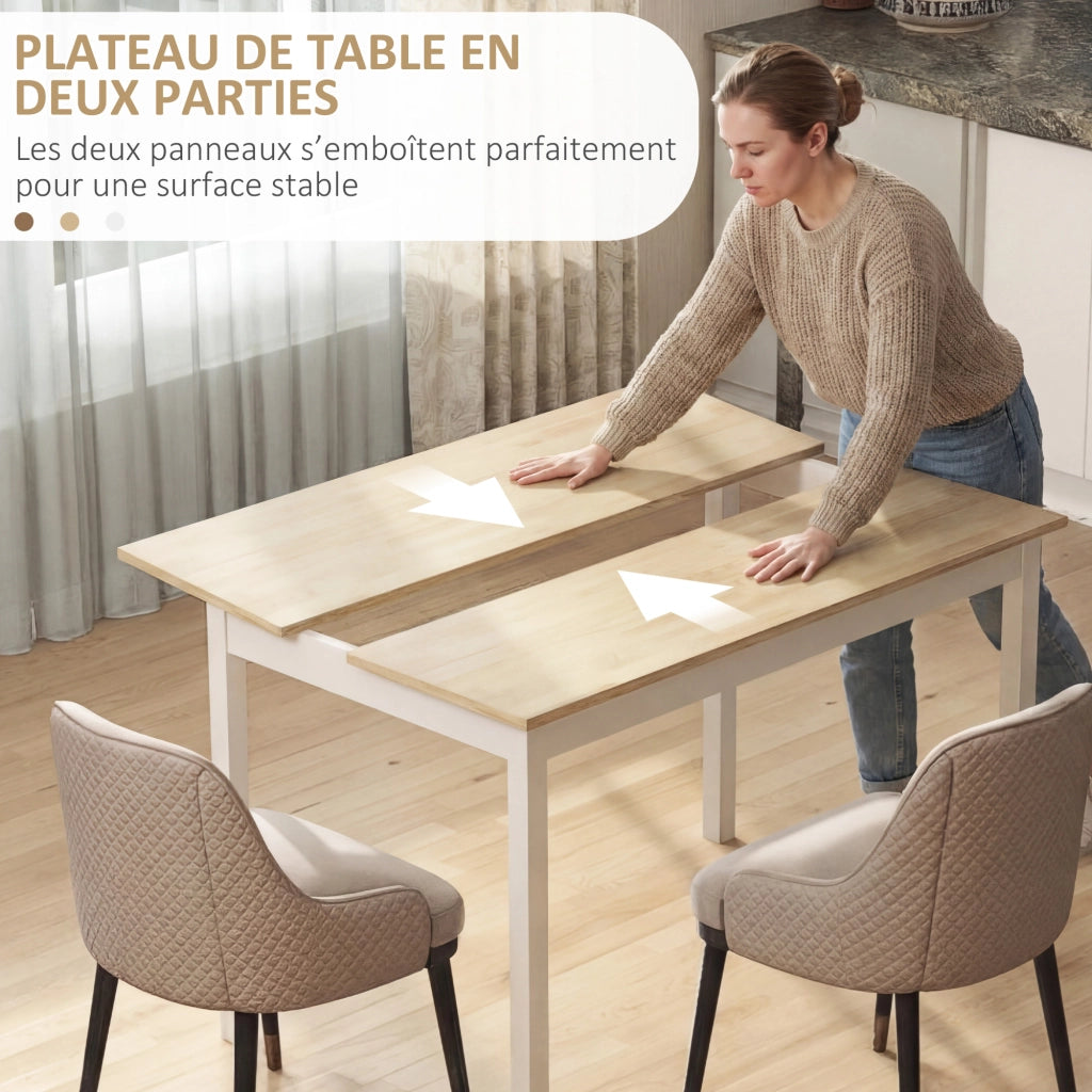 Tavolo da pranzo allungabile in legno massello ¨C Xylo ¨C 4 persone 120 cm naturale e bianco