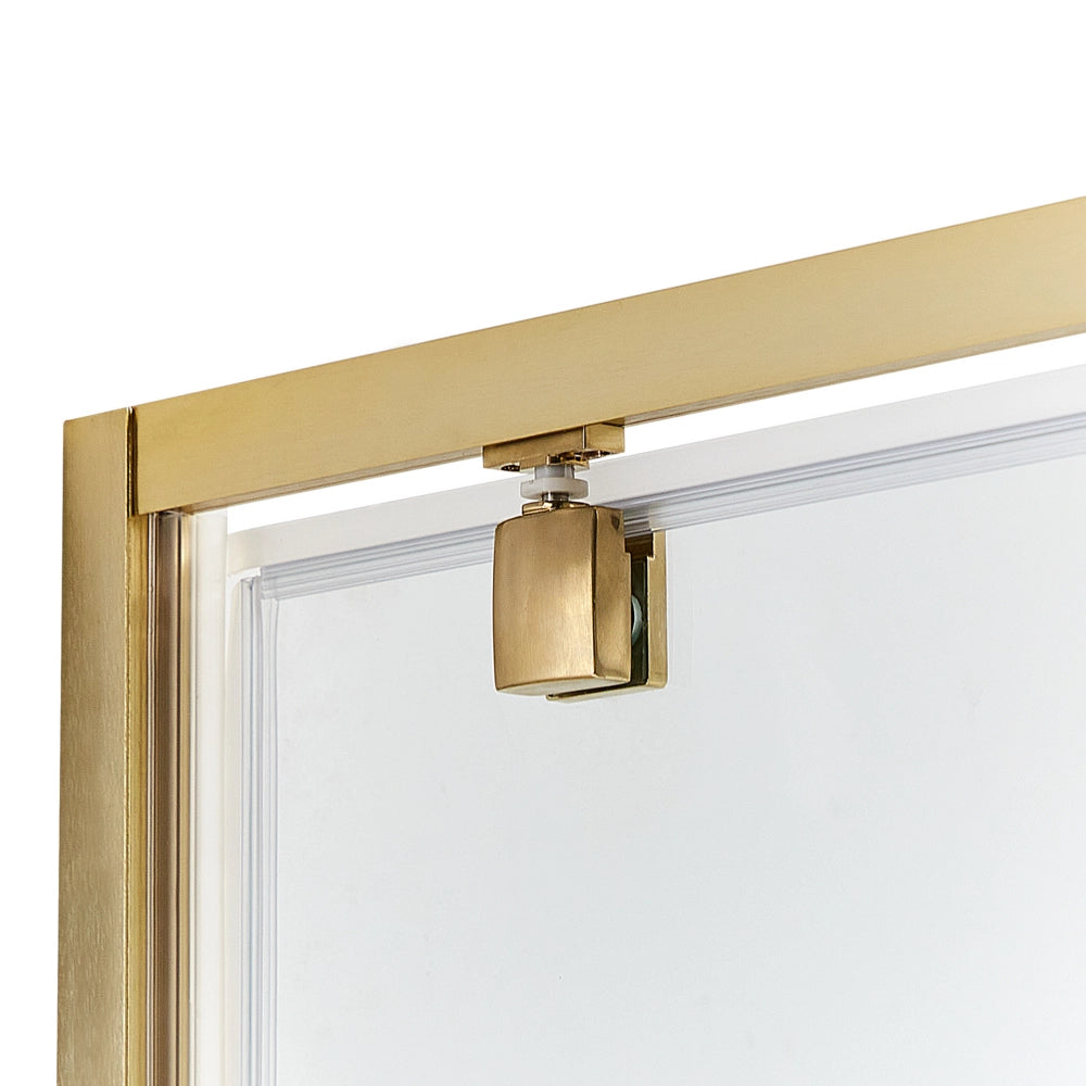 Box Doccia Vetro Temperato dorato Cornice Alluminio Anta Singola Quadrata 80 x 80 x 185 cm
