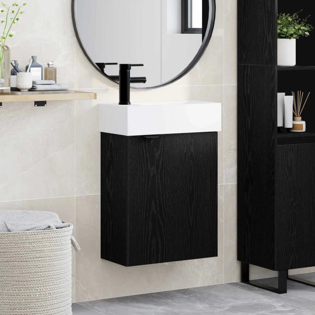 Mobile bagno con rubinetto Rovere Nero 45,5 x 22,5 x 84 cm