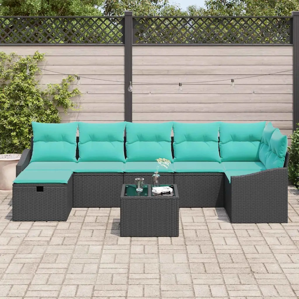 Set di divani con cuscino con archiviazione 8 pcs polyrattan