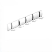 Capocassettina fissabile al muro, porta a sospensione, cassetta con ganci estensibili, grucce in alluminio spazierabili, ghiera per appendere abiti, accessori per bagno, capello, asciugamano - Bianco-5 ganci