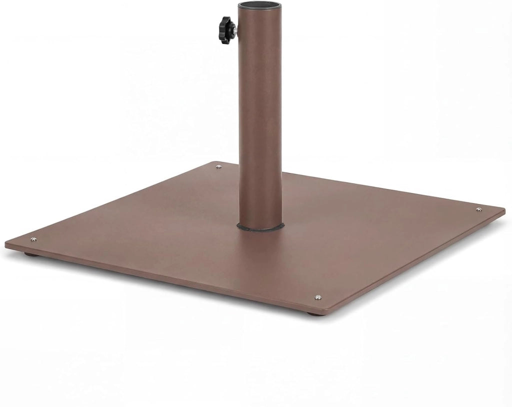 Base per Ombrellone Quadrata 50 cm, 16 kg con 4 Piedini Regolabili, Adattatori da 4cm/5cm, Supporto Ombrellone Installazione Veloce, per Patio Piscina (Marrone)