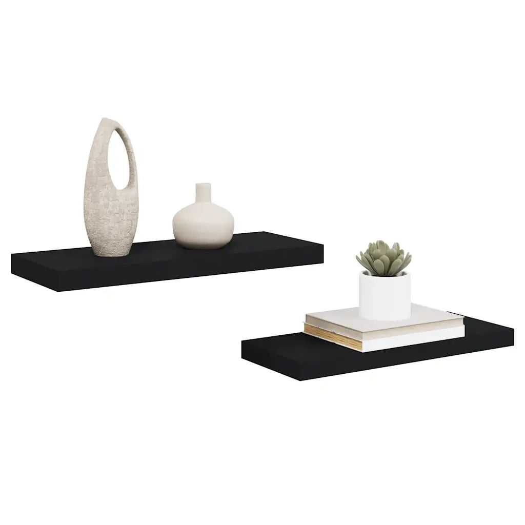 Scaffali a Parete 2 pz Neri 60x23,5x3,8 cm in MDF 323833