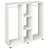 Armadio Guardaroba Aperto 120x40x128 cm 2 Aste e 3 Ripiani in Legno Ingegnerizzato Bianco