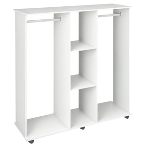 Armadio Guardaroba Aperto 120x40x128 cm 2 Aste e 3 Ripiani in Legno Ingegnerizzato Bianco