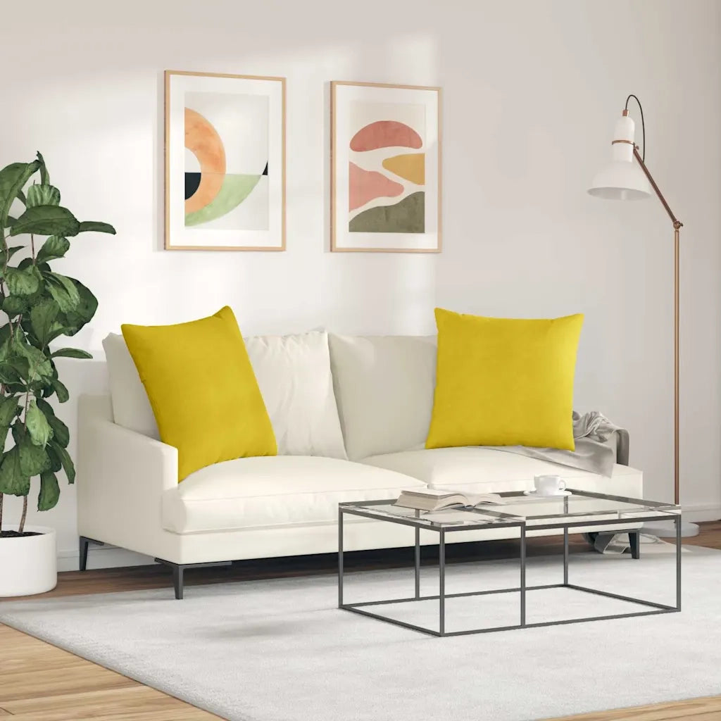 Cuscini da Divano 2 pcs Giallo 80 x 80 cm Tessuto in Cords