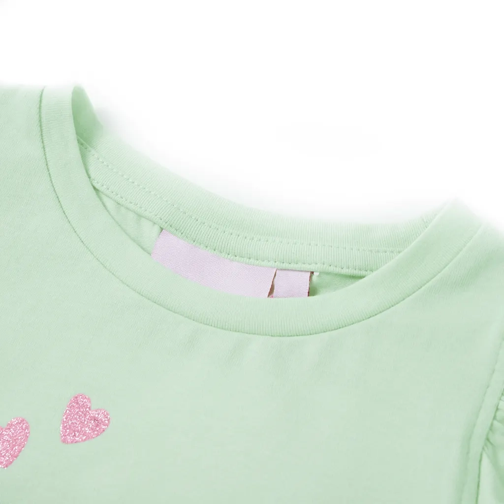 Maglietta da Bambina Maniche Volant Verde Tenue 128 10637