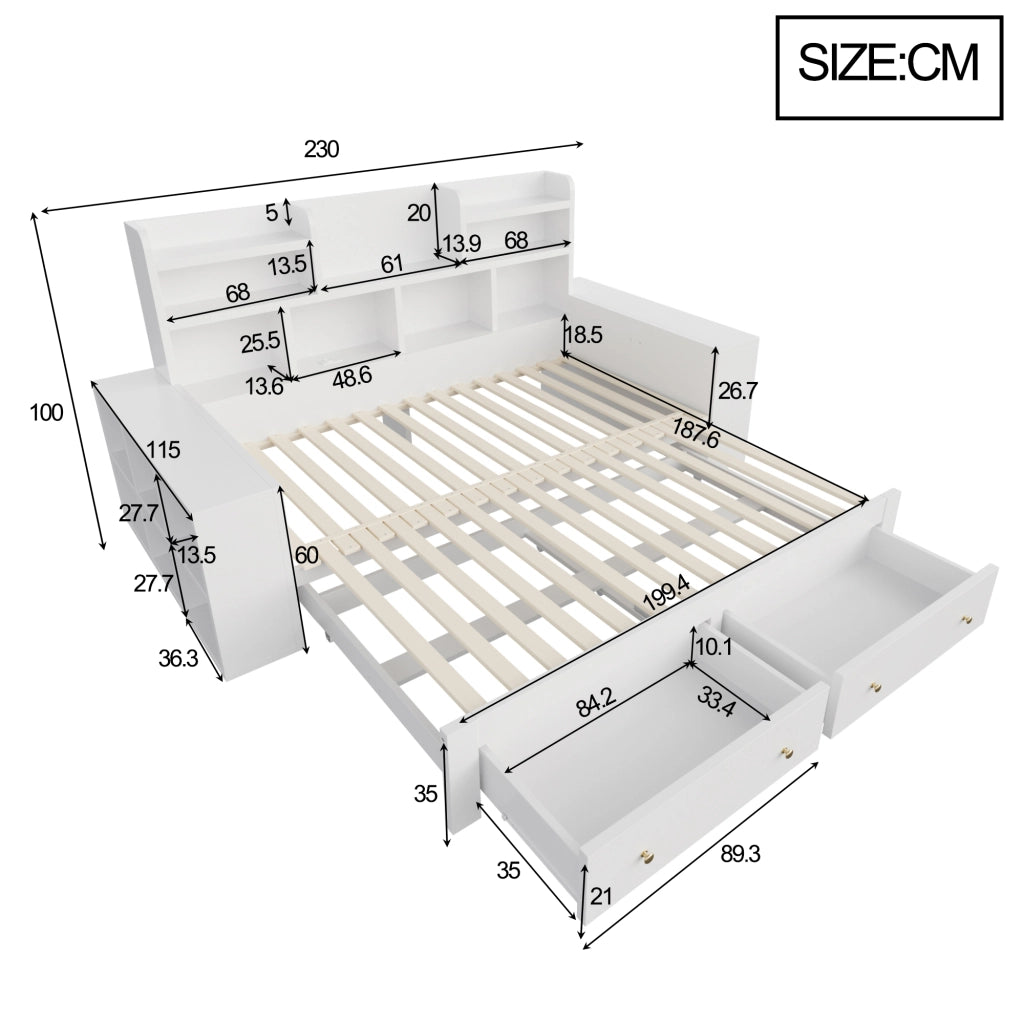 Divano letto estraibile 90x200 cm con contenitore; LED e presa bianco