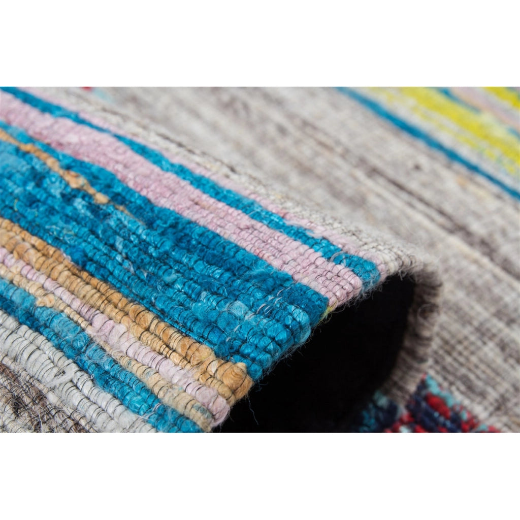 Tappeto Kilim Evita in lana e seta naturale e blu 120x170 cm