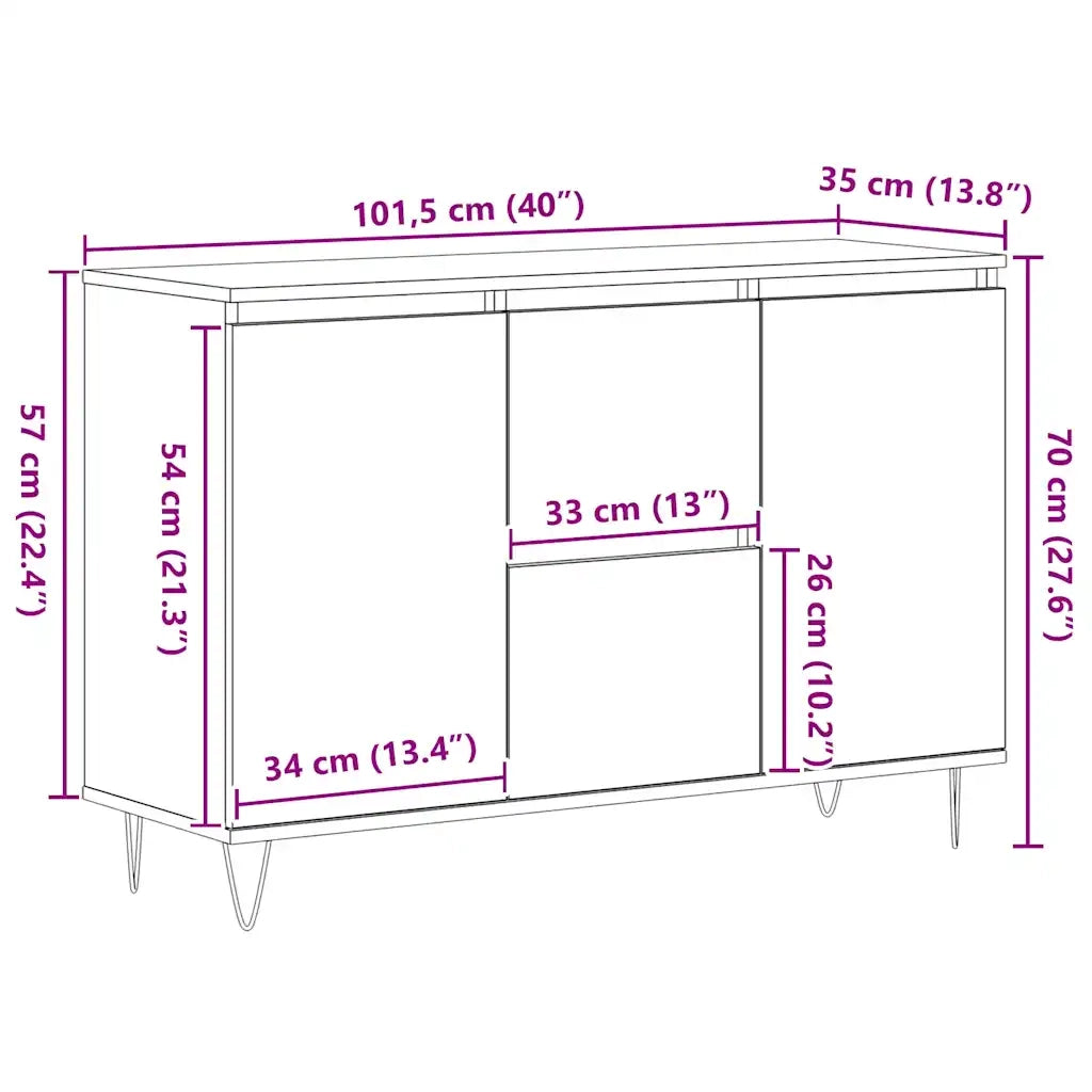 vidaXL Credenza Legno Antico 101,5x35x70 cm in Legno Multistrato