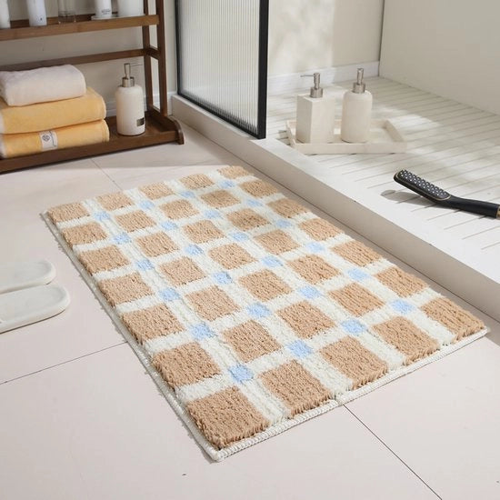 Mat di sicurezza per bagno con assorbimento dell'acqua, mattonella di sicurezza per bagno con design chunk, mat di sicurezza per bagno antiscivolo, tappeto per letto con funzione antiscivolo.