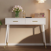 Scrivania con 2 Cassetti e Gambe in Metallo ¨C MINIMAL ¨C Bianco 100x40x76 cm