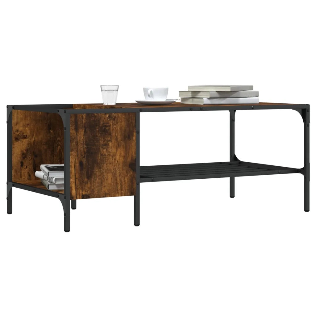 Tavolino salotto | Tavolino da caff¨¨ | Tavolino da Soggiorno Ripiano Rovere Fumo 100x51x40cm Multistrato