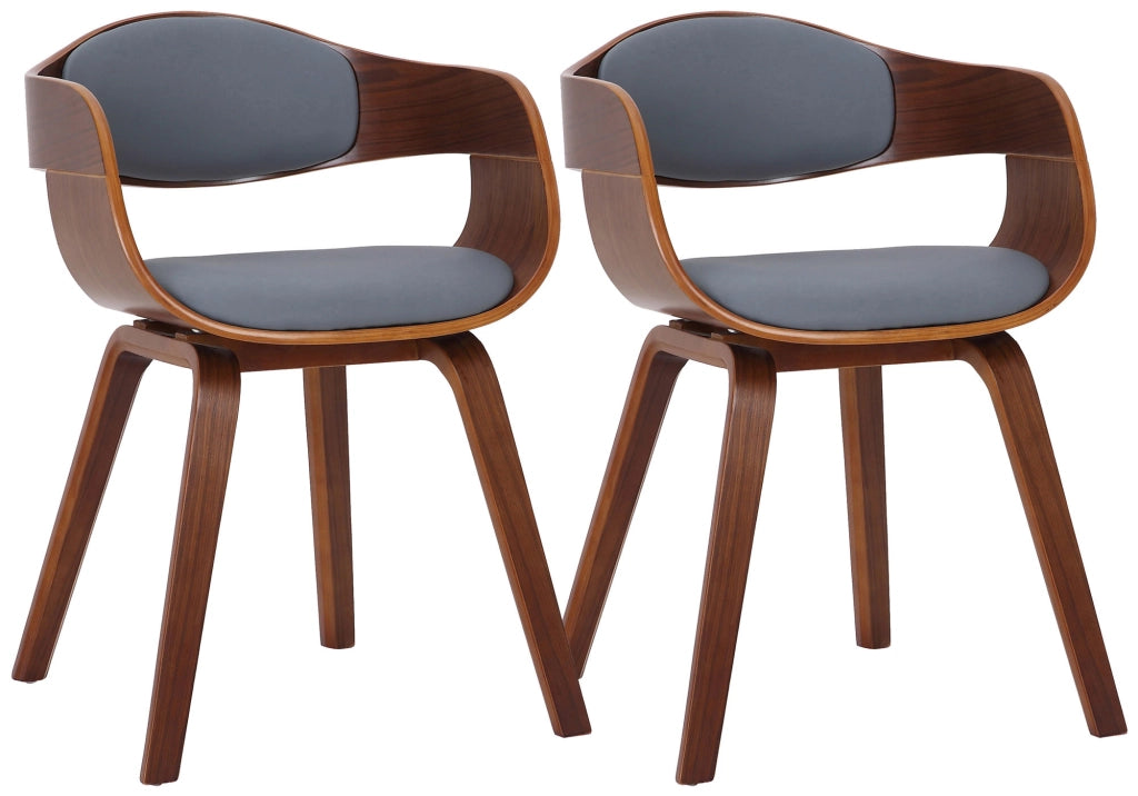 Set di 2 sedie Kingston in finta pelle Noce/grigio