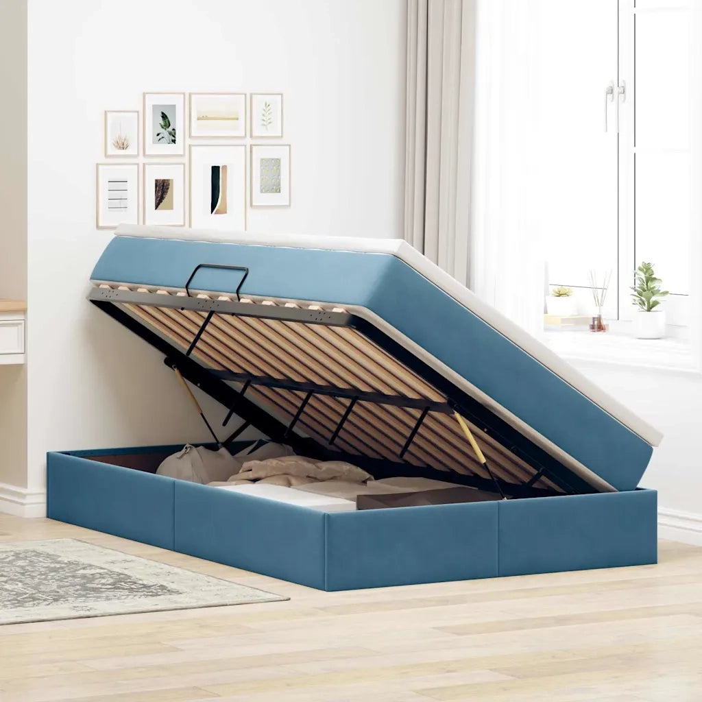 Letto con contenitore e materasso Blu Scuro 120 x 200 cm 3370297