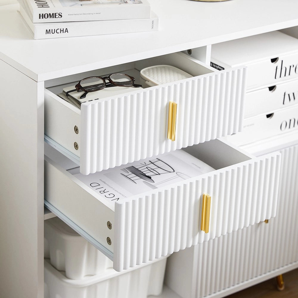 SoBuy Cassettiera Ufficio da Scrivania Schedario da Ufficio con 3 Cassetti e Armadietto Portaoggetti, Mobiletto Porta Stampante Salvaspazio Bianco 80x40x75 cm ASK11-W