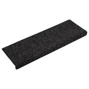 vidaXL Tappetini per scale autoadesivi 30 pz 65x21x4 cm neri bordo rettangolare