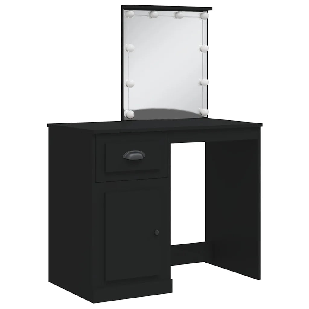 Toeletta con Luci LED Nera 90x42x132,5 cm 834971