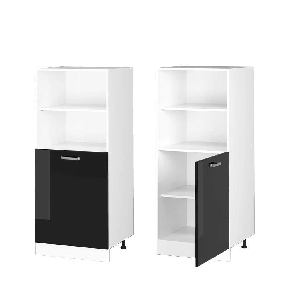 Vicco Dispensa universale Nero lucido 60 cm con ripiani aperti e anta