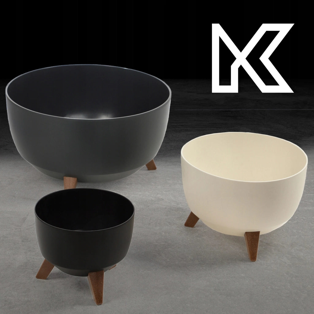 Vaso da fiori KADAX, fioriera, coperchio, gambe, inserto, supporto per fiori, 33 cm, bianco, ciotola rotonda