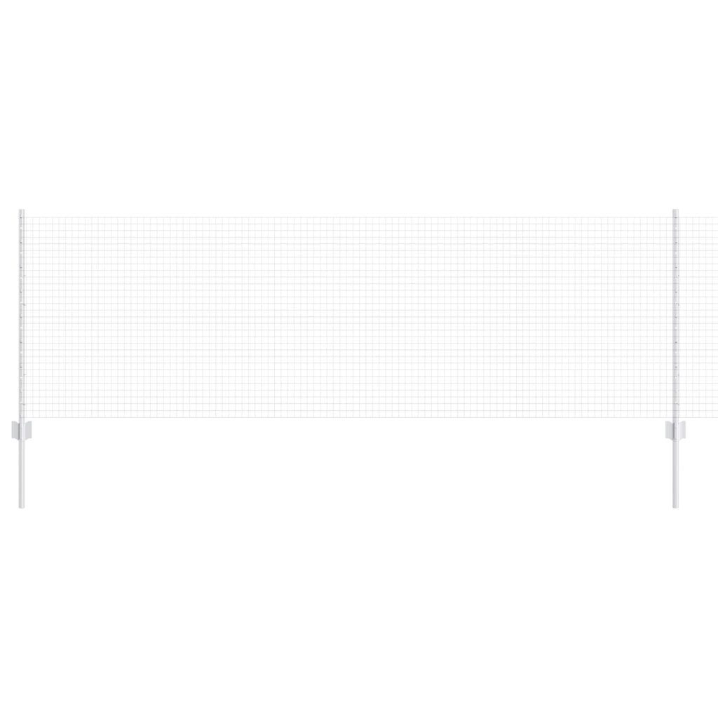 Recinzione in Rete Saldata con 11 U Pali Argento 0.8x25 m Acciaio