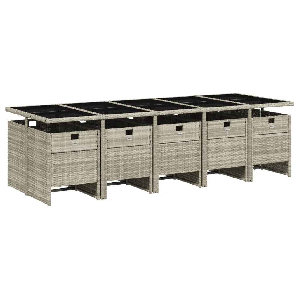 Set Pranzo Giardino 11pz con Cuscini Grigio Chiaro Polyrattan 3277702