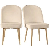 Set di 2 sedie da pranzo in velluto, con gambe in metallo dorato, 50x62x89 cm, Beige
