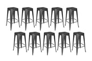 Set di 10 sgabelli bar cucina industriali in metallo grigio, sgabelli impilabili - Maggie